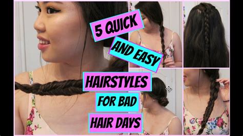 5 Quick And Easy Heatless Hairstyles For Bad Hair Days Youtube