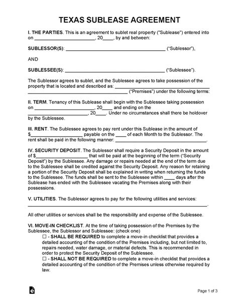 Free Texas Lease Agreement Templates Pdf Word Rtf