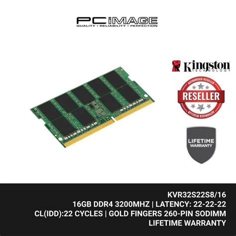 KINGSTON (KVR32S22S8/16) 16GB DDR4 3200Mhz DDR4 CL22 260-Pin SODIMM RAM ...