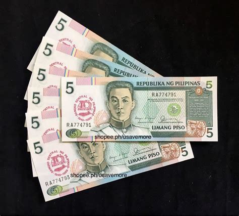 5 Piso New Design Series With Bsp Overprint Crisp Uncirculated Banknotes On Carousell