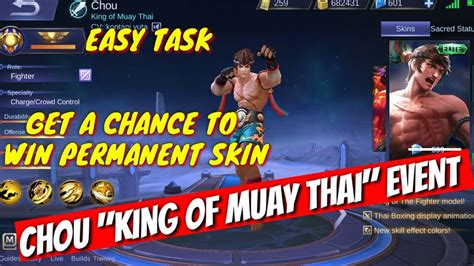 Chou King Of Muay Thai Free Event Skin Mobile Legends Youtube