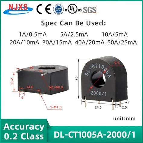 High Precision Mini Ac Current Transformer Dl Ct10cl 50a 25ma 1 2000