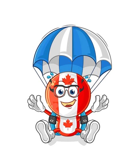 Premium Vector Canada Flag Head Skydiving Character Cartoon Mascot Vector