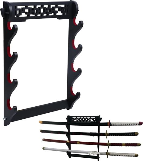 Dfdvye Sword Holder Katana Wall Mount 4 Tier Samurai Sword Display