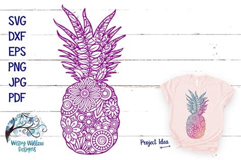 Pineapple Mandala Svg Floral Summer Zentangle Cut File