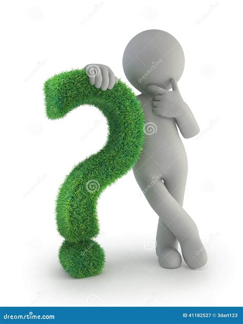 3d Small People With A Green Question Mark Stock Illustration