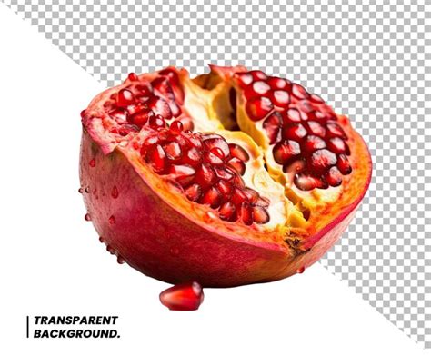 Premium PSD Psd Fresh Ripe Pomegranate With Green Leaves Isolated