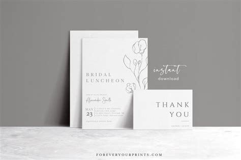 Bridal Luncheon Invitation Template Minimalist Wedding Shower - Etsy