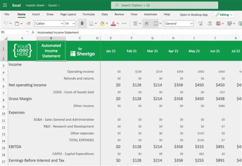 Income statement template in Excel - Sheetgo Blog