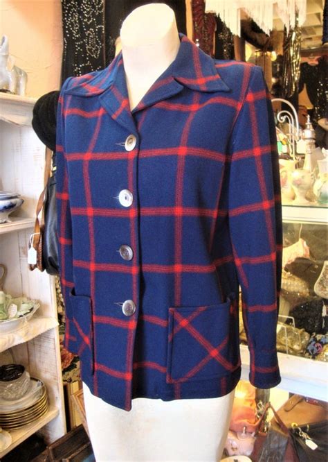 Vintage Authentic Pendleton Er Wool Plaid Jacket Sm Gem