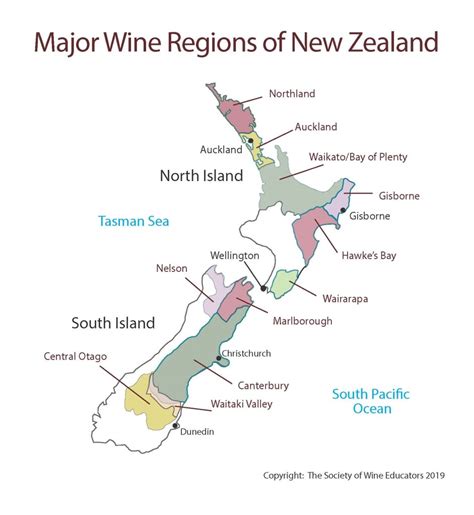 2023 Wine Map of: New Zealand - Society of Wine Educators