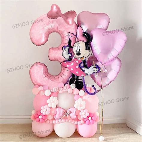 Disney Ballon En Aluminium Minnie Mouse Pour Enfants Num Ro Rose