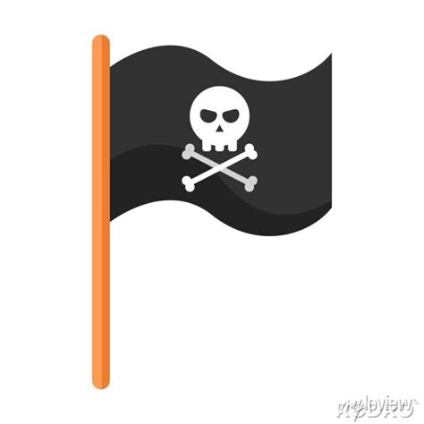 Pirate flag flat clipart vector illustration posters for the wall • posters concept, simple ...