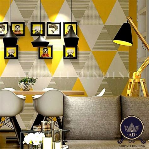 Jual Wallpaper Motif Segitiga Kuning Wallpaper Stiker Dinding Motif