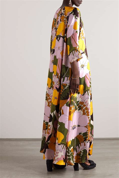 La Doublej Floral Print Silk Twill Maxi Dress Net A Porter