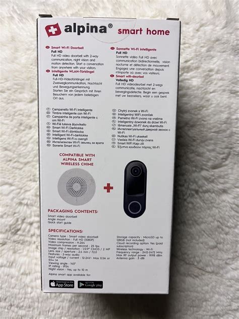 Alpina Smart Home Wifi Doorbell 1080p IP54 Brand New EBay