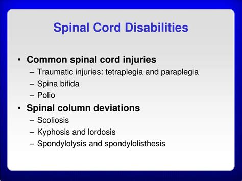 Ppt Chapter Spinal Cord Disabilities Powerpoint Presentation Free