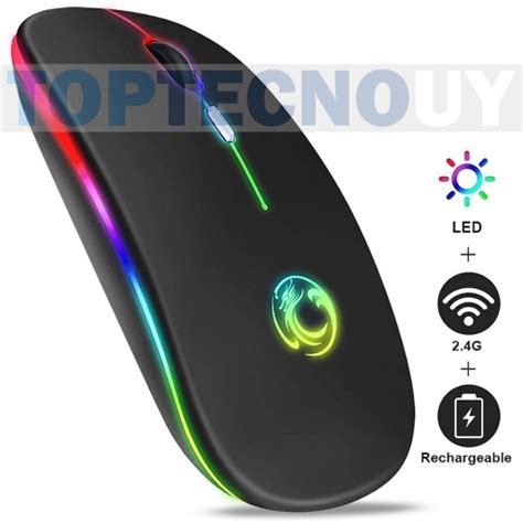 Mouse Inalambrico Recargable Iluminado Led Rgb Ultra Fino Slim Super