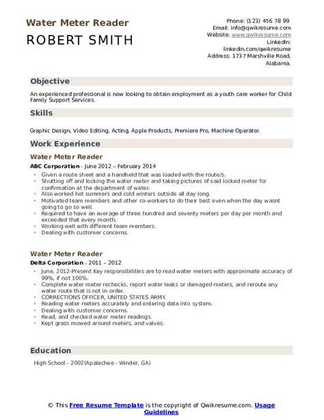 Water Meter Reader Resume Samples | QwikResume