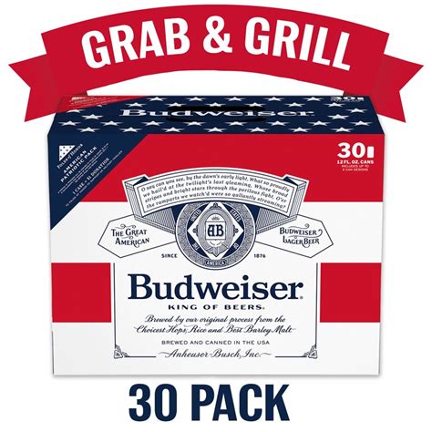 Budweiser Beer 30 Pack Beer 12 Fl Oz Cans