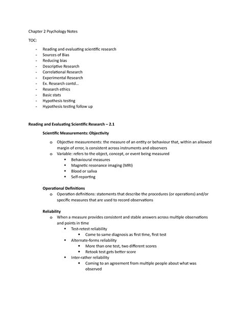 Chapter 2 Psychology Notes 2022 Chapter 2 Psychology Notes Toc