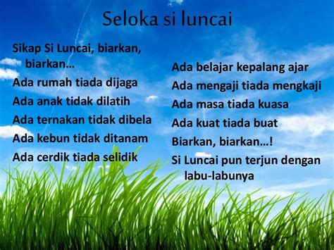 Puisi Tradisional Pantun Syair Seloka Gurindam Bmm1024 Pengenal