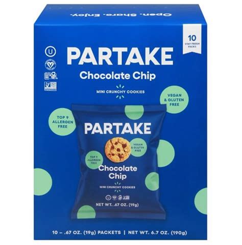 Partake Foods Mini Crunchy Cookies Gluten Free Vegan Chocolate Chip