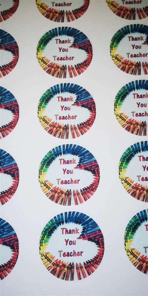 Crayon Thank You Teacher Edible Cupcake Toppers Incredible Toppers