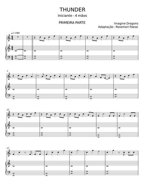 Thunder Imagine Dragons Sheet Music For Piano Piano Duo