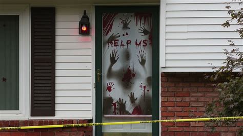 Halloween Display At Scene Of Triple Murder Youtube