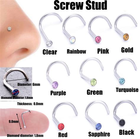 Nose Studs Surgical Steel Available In Screw Nose Stud Or Etsy Canada