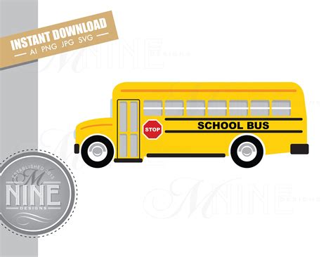 School Bus Clip Art Downloads Vector School Bus Ai Png Jpg | Etsy