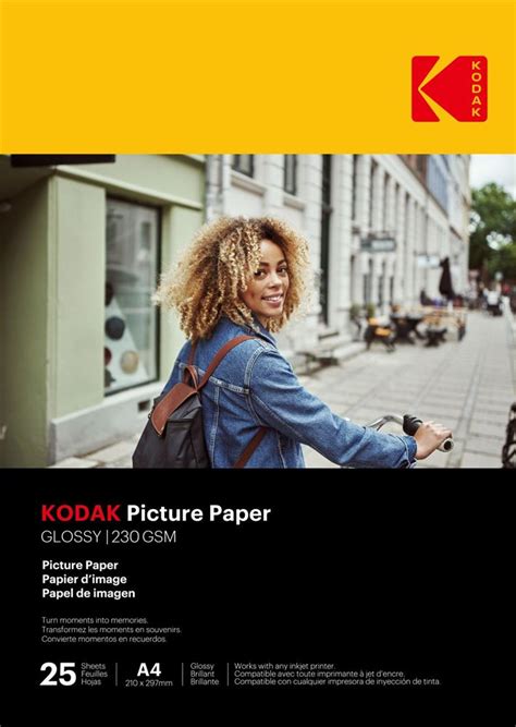 Pack 25 feuilles de papier photo brillante Kodak pour imprimante à jet