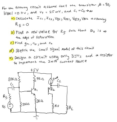 For The Following Circuit Assume That The Transistor Chegg