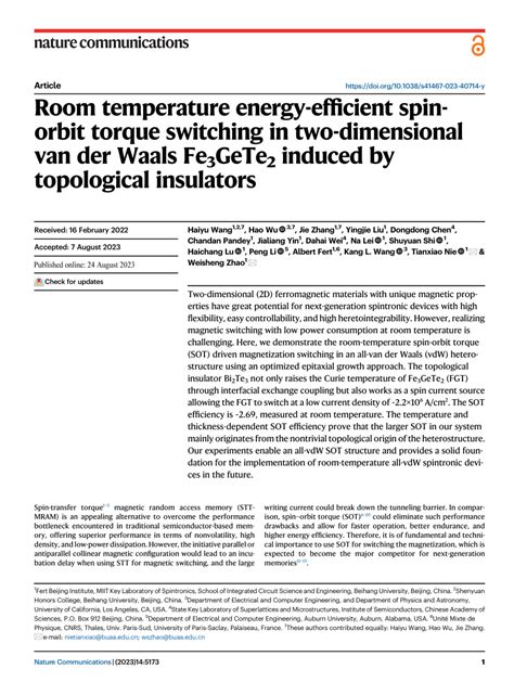 PDF Room Temperature Energy Efficient Spin Orbit Torque Switching In