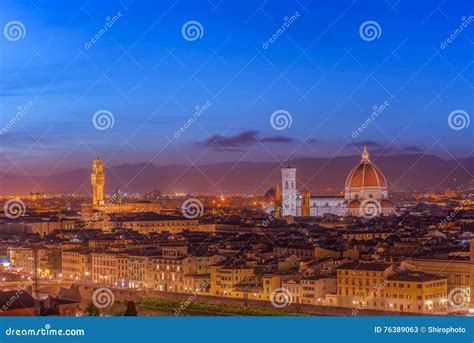 View Of Florence After Sunset From Piazzale Michelangelo Stock Image