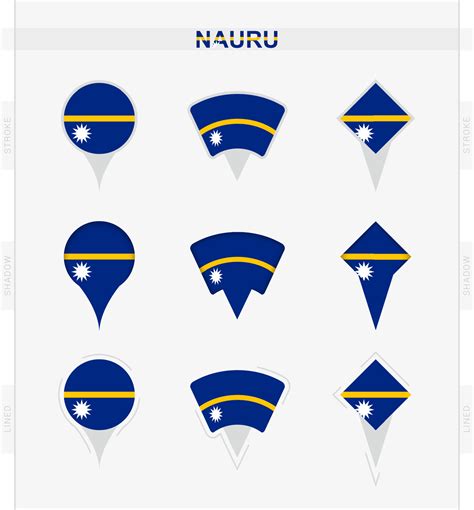 Nauru flag, set of location pin icons of Nauru flag. 23383927 Vector ...