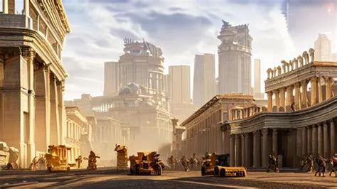 Ultrarealistic Futurist City Glory Of Roman Empire OpenArt