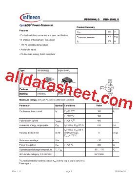 IPB048N06L 数据表 PDF Infineon Technologies AG