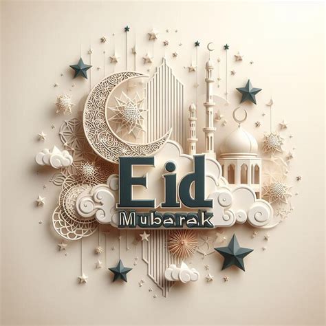 Saludos Especiales De Eid Con Linterna 3d Y Texto De Eid Mubarak Ai