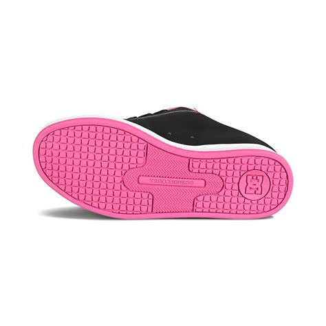 DC Womens Court Graffik Skate Shoes Black Pink Stencil