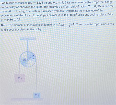 Solved Two Blocks Of Masses M1 13 3kg ﻿and M2 9 5kg ﻿are