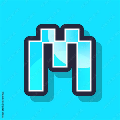 Letter M Colorful Pixel Art Alphabet Typeface With Shadow Vector