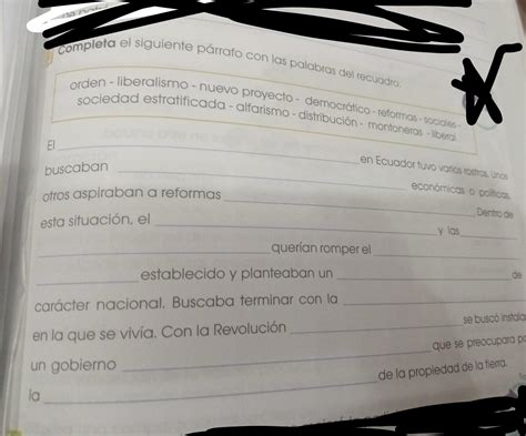 Completa El Siguiente P Rrafo Con Las Palabras Del Recuadro Brainly Lat