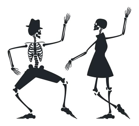 Skeleton Silhouette Dancing Skeleton Silhouette — Stock Vector