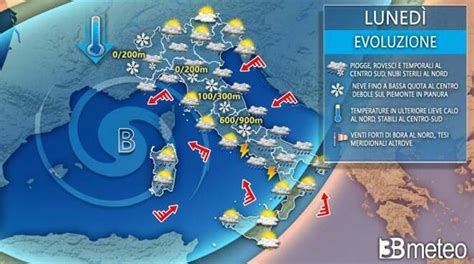 Meteo lunedì irruzione artica sull Italia con venti forti e neve I