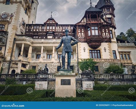 The Statue of Carol 1 First King of Romania, in Front of Peles Castle ...