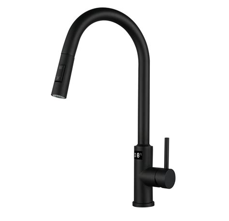 Sensor LED Digital Display Kitchen Faucet Pull Down Black Color Kitchen