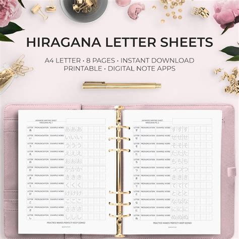 Printable Japanese Hiragana Practice Sheet - Etsy