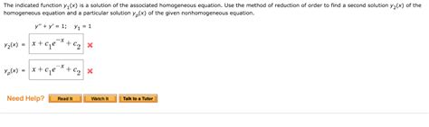 Solved The Indicated Function Yi X Is A Solution Of The Chegg